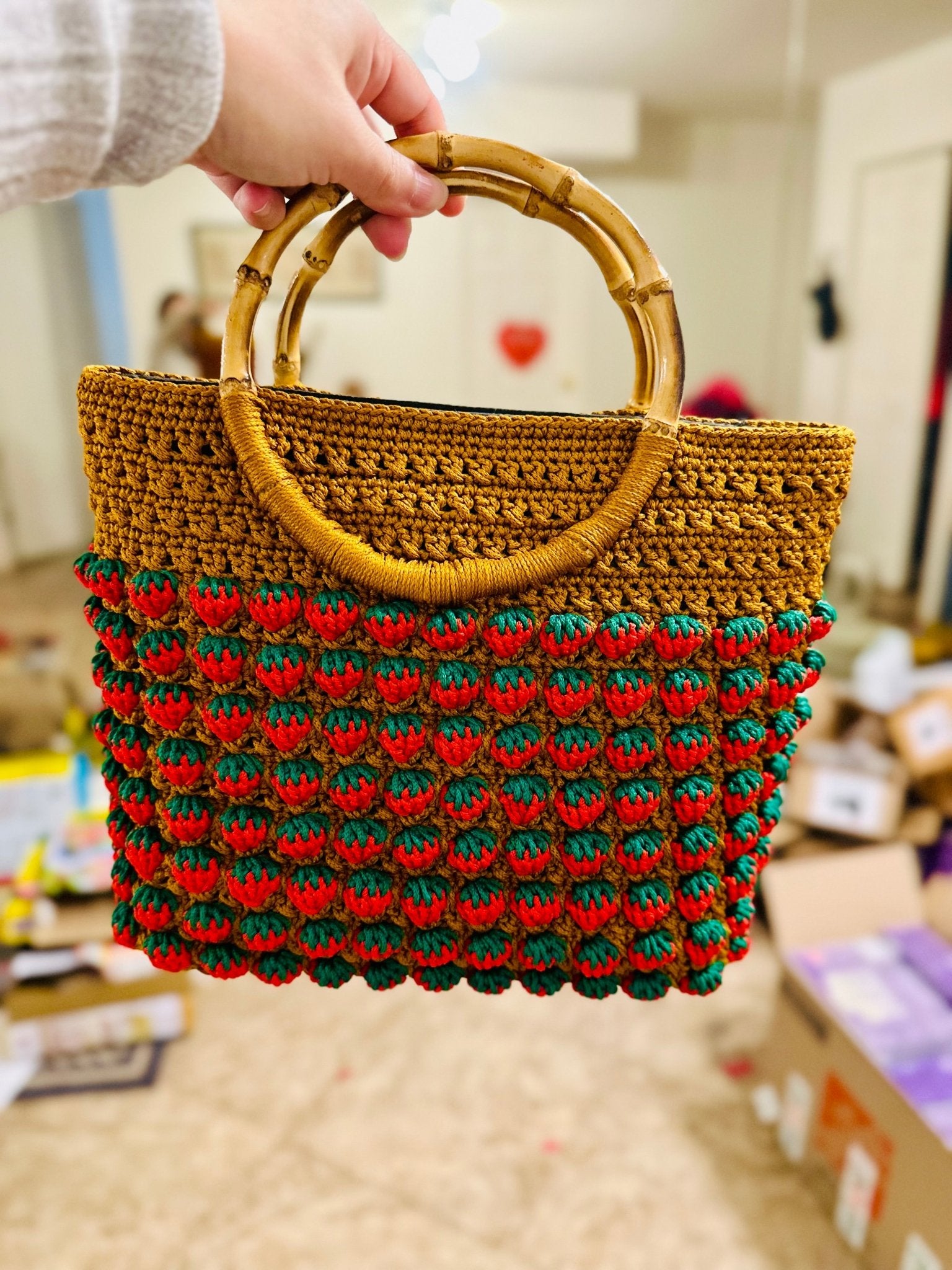 The strawberry top handle bag (make by order) - Think Shop